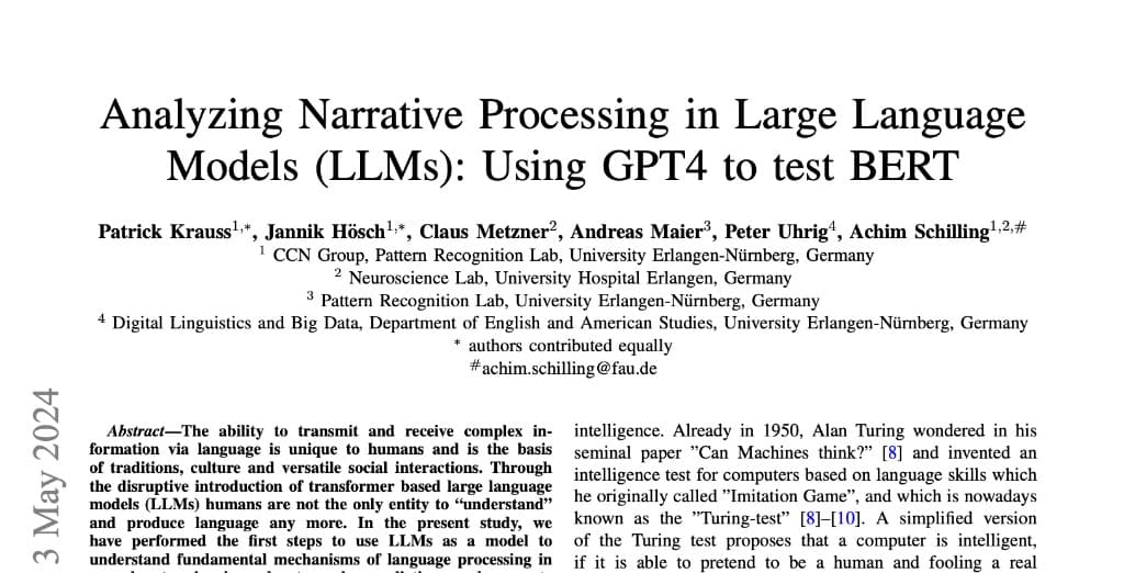 Narrative Processing in LLMs
